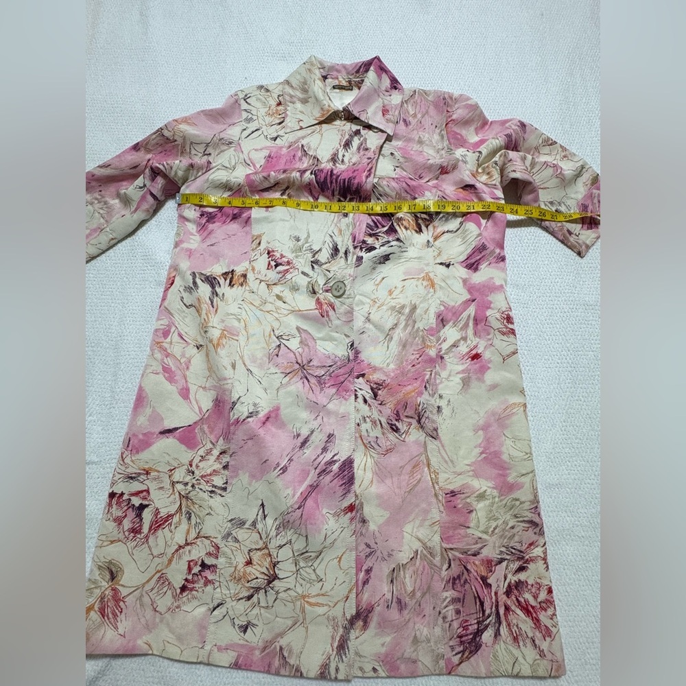 Marina Rinaldi Size 21 Floral Viscose/Cotton Blend Duster 3/4 Sleeve Coat Lined - Picture 10 of 16